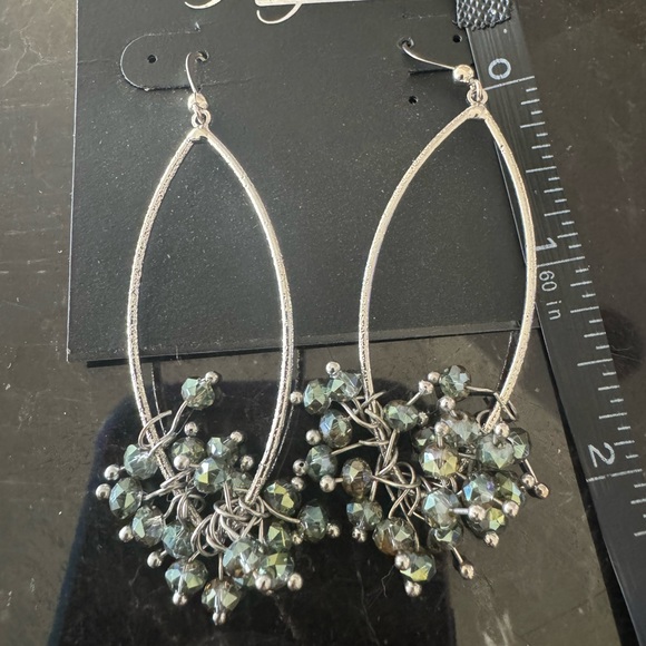 Silver Tone Dangling Bead Earrings - Picture 1 of 4